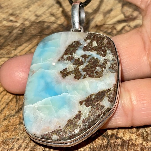 Large Dolphin Stone Large DR Larimar Pendant 2 1/2” - Picture 10 of 16